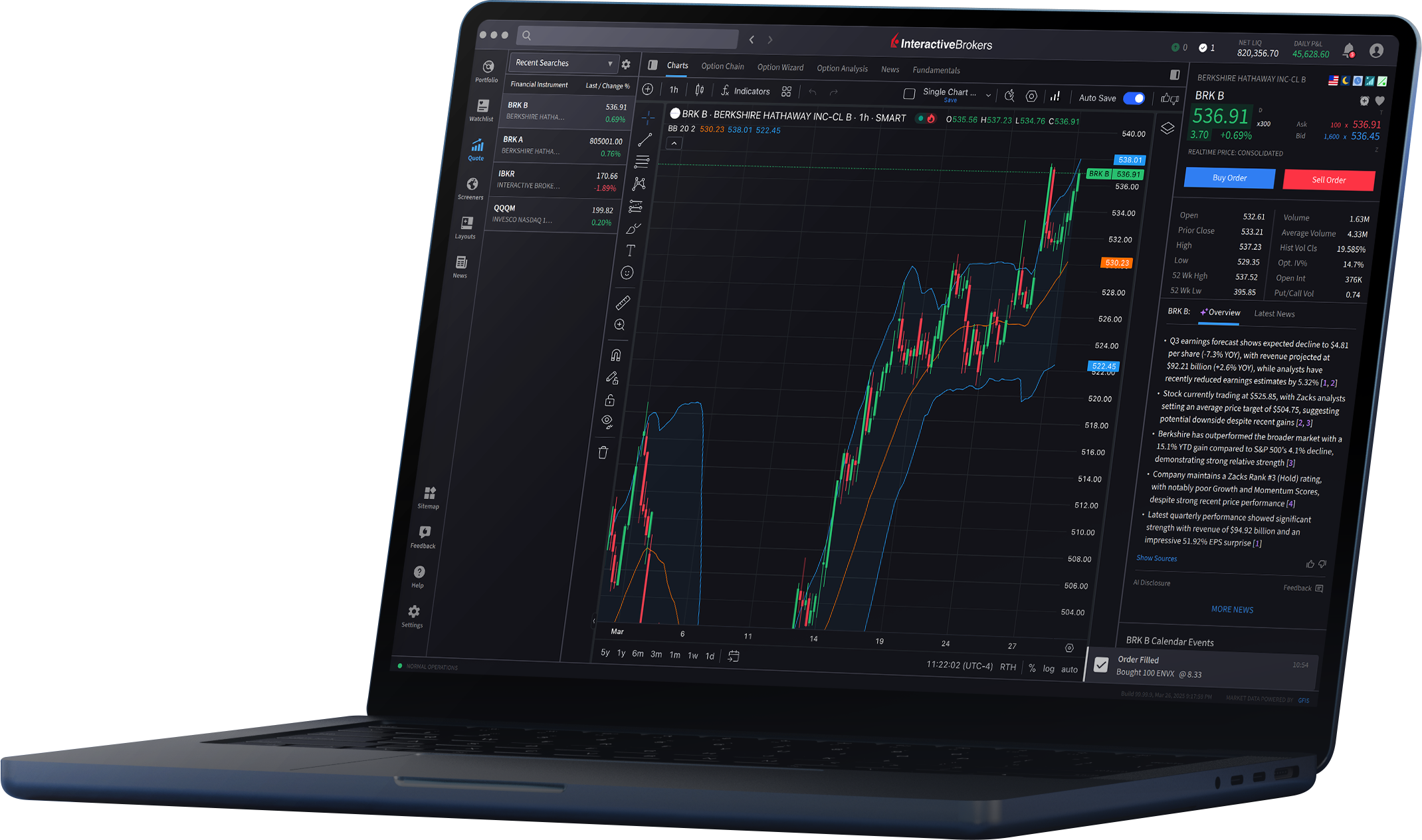 Interactive Brokers’ official IBKR Desktop product image, showing a trading interface on a laptop