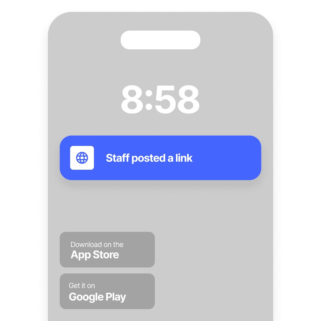Minds Networks illustration of a branded mobile app delivering a new-post notification