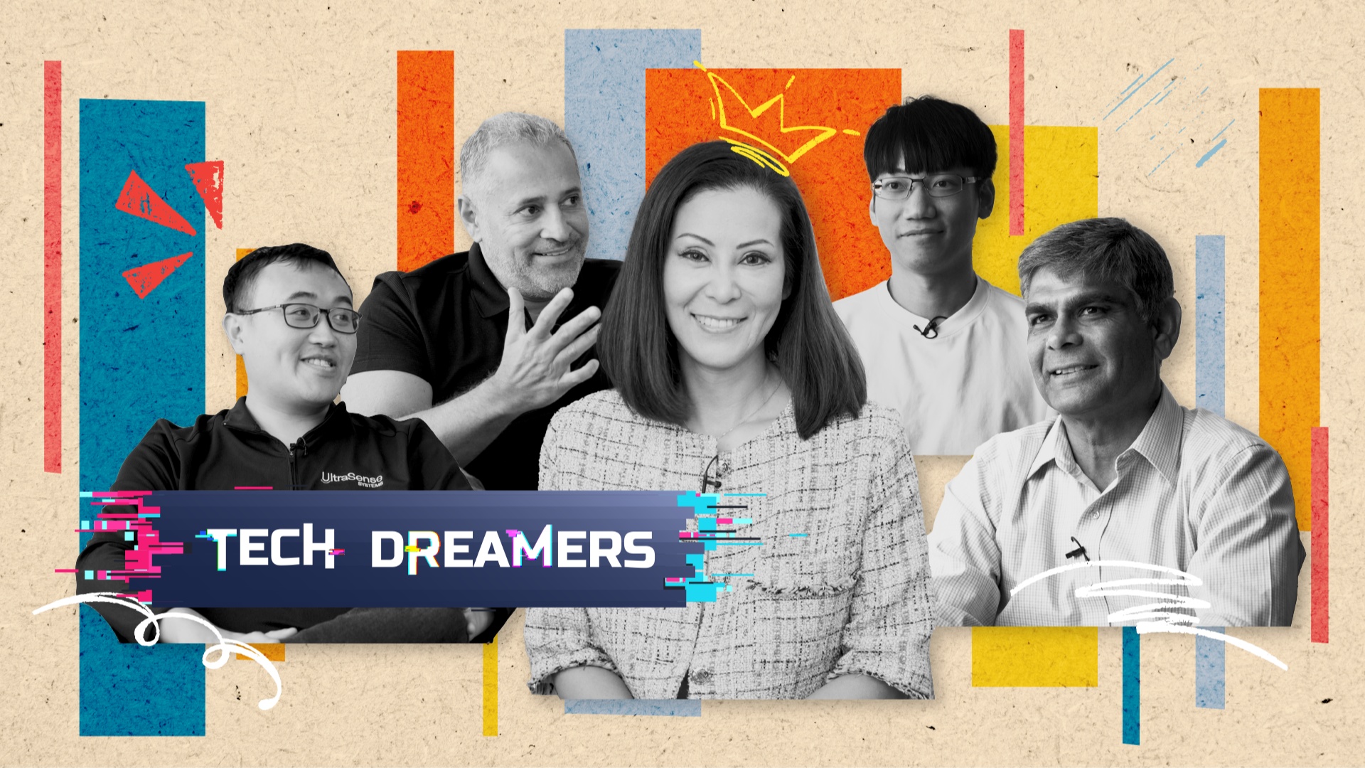 TaiwanPlus Tech Dreamers promotional collage featuring Mo Maghsoudnia, Hao-Yen Tang, host Victoria Slivkoff and other episode participants