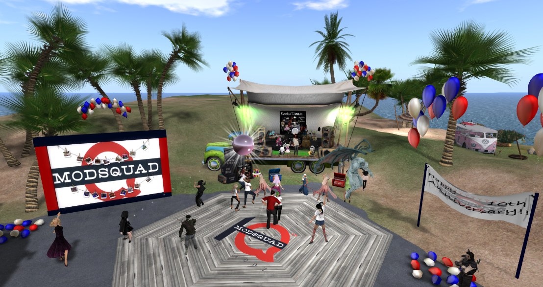 Live band performing at a ModSquad anniversary celebration