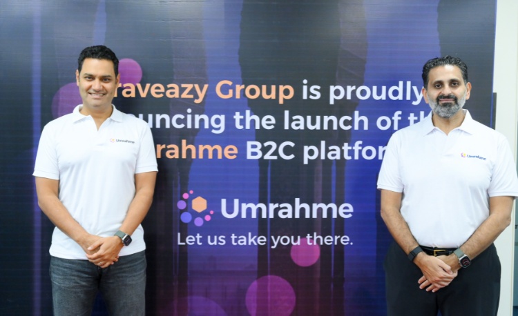 Mohammed BinMahfouz, right, and Geet Bhalla at an Umrahme B2C platform launch