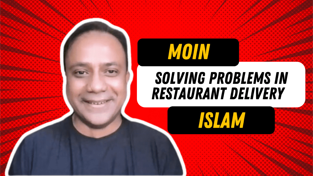 Moin Islam in the promotional artwork for his Digital Hospitality interview about restaurant delivery