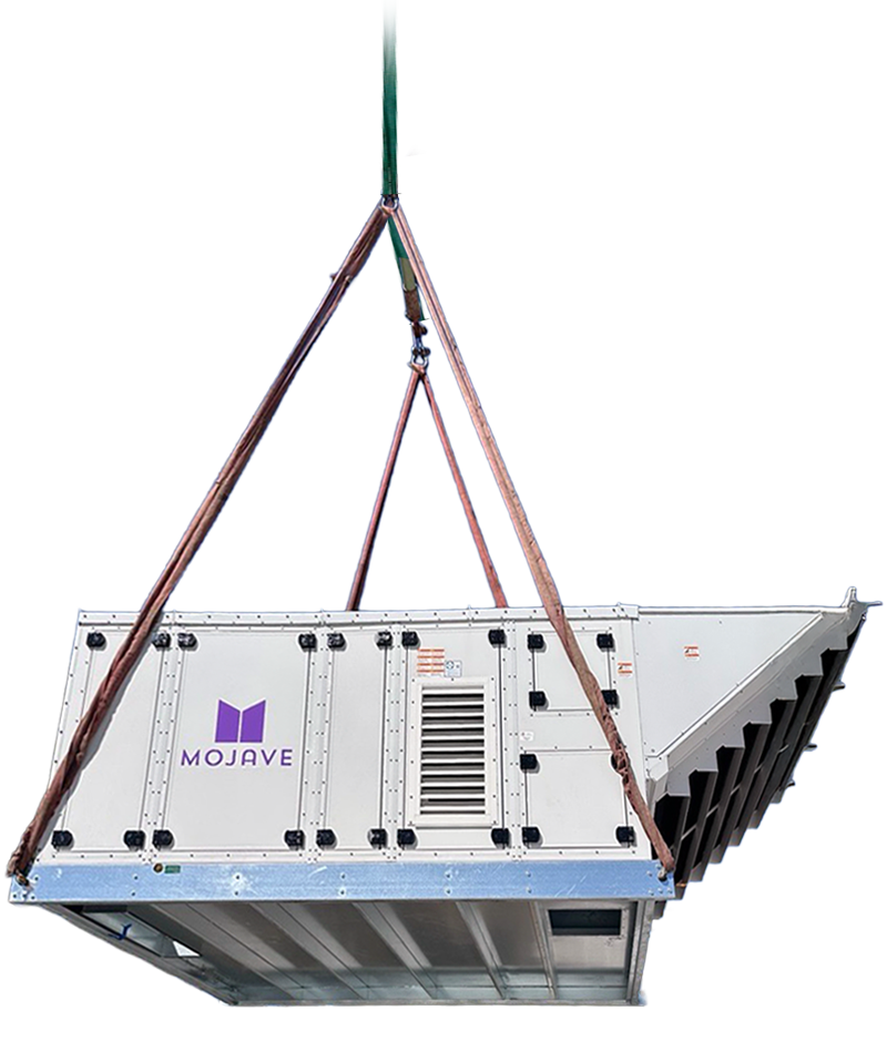 Mojave ArctiDry unit being lifted by crane for installation