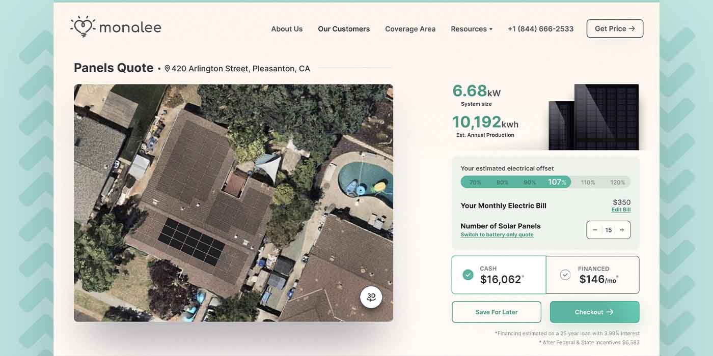 Historical Monalee online solar proposal interface