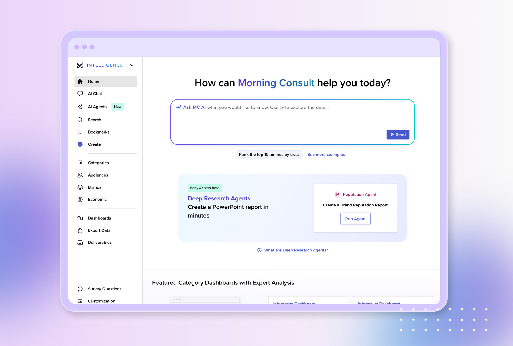 Morning Consult promotional image of its Intelligence platform interface