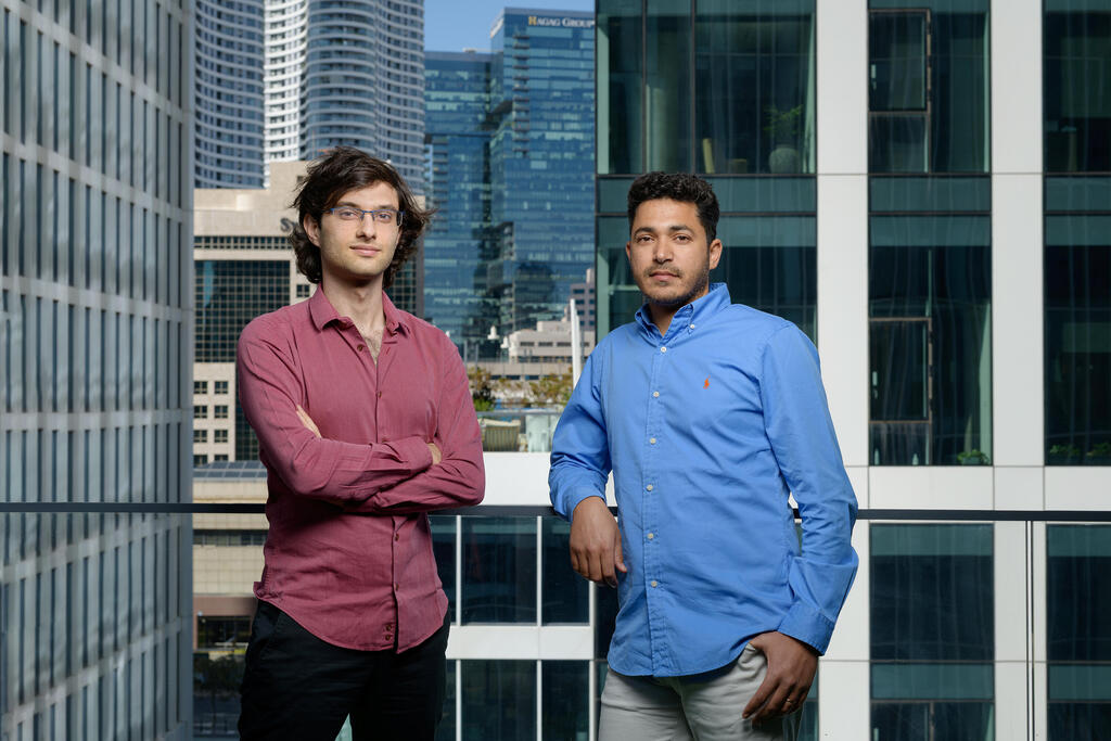 Decart co-founders Dean Leitersdorf, left, and Moshe Shalev on a city balcony