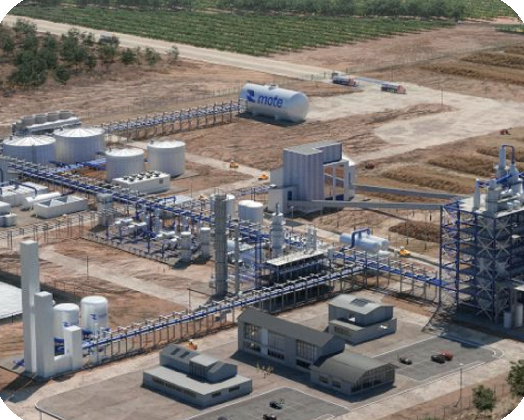 Rendering of a Mote biomass-to-hydrogen plant