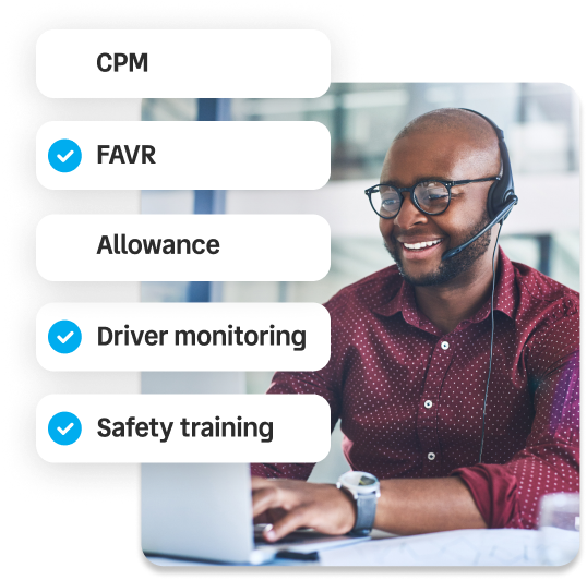 Motus product illustration combining reimbursement choices, driver monitoring and safety training