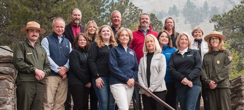 Mount Rushmore Society and National Park Service staff gathered outdoors