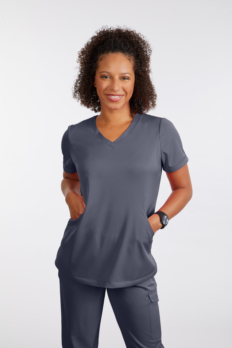 Moxie Scrubs Stephanie scrub top in pewter