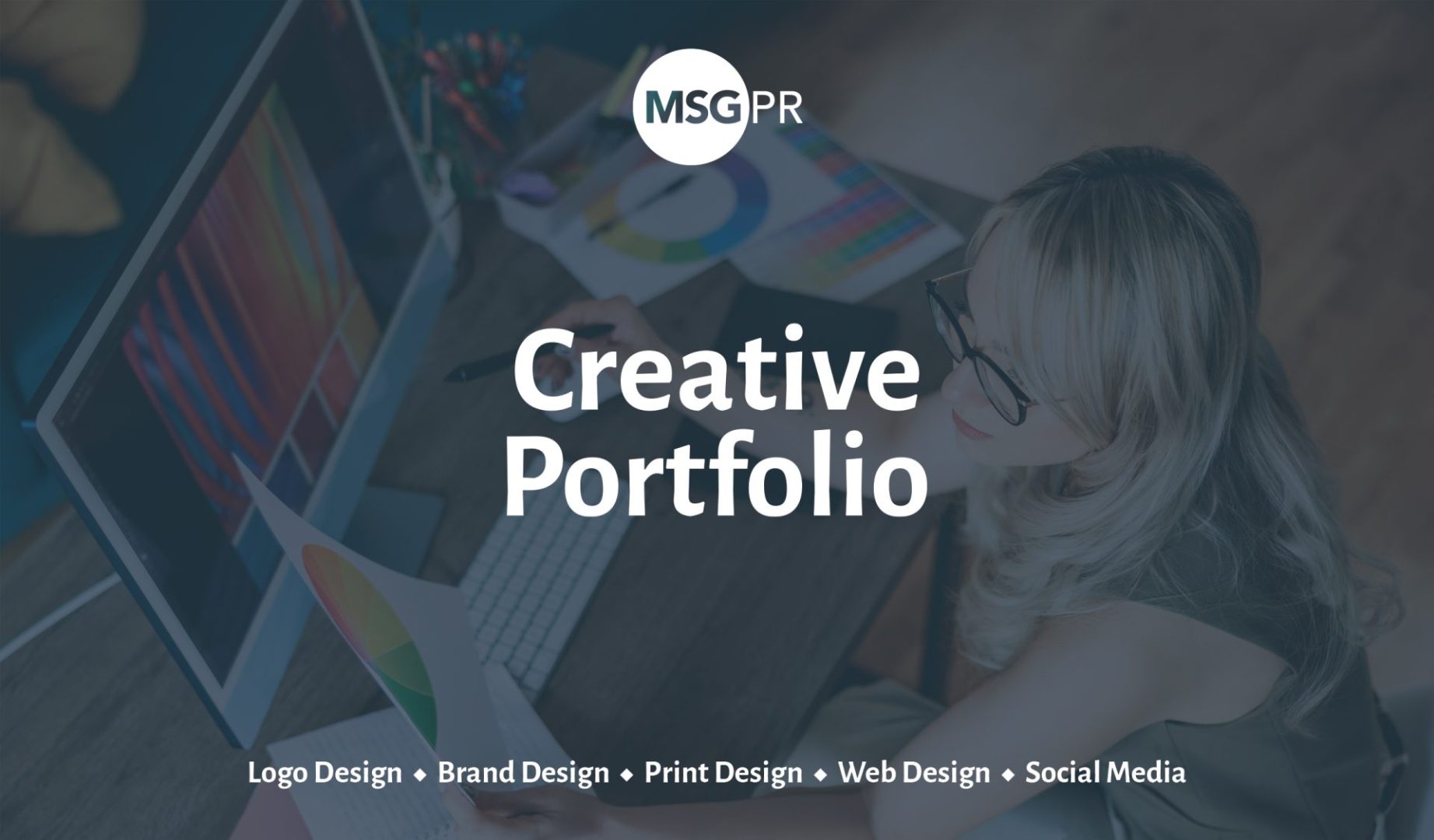 MSGPR creative portfolio montage showing a designer working with color samples
