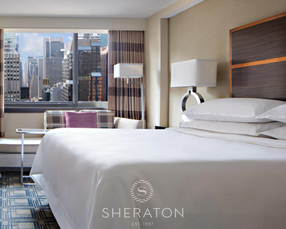 A Sheraton guest room shown in MSM Digital's branding and awareness portfolio