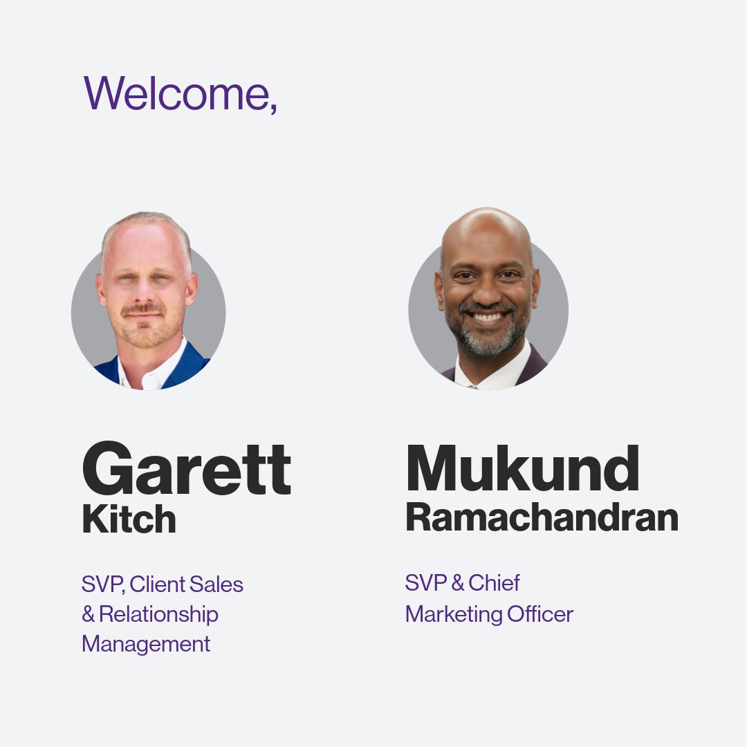 HealthEquity welcome graphic showing Garett Kitch and Mukund Ramachandran
