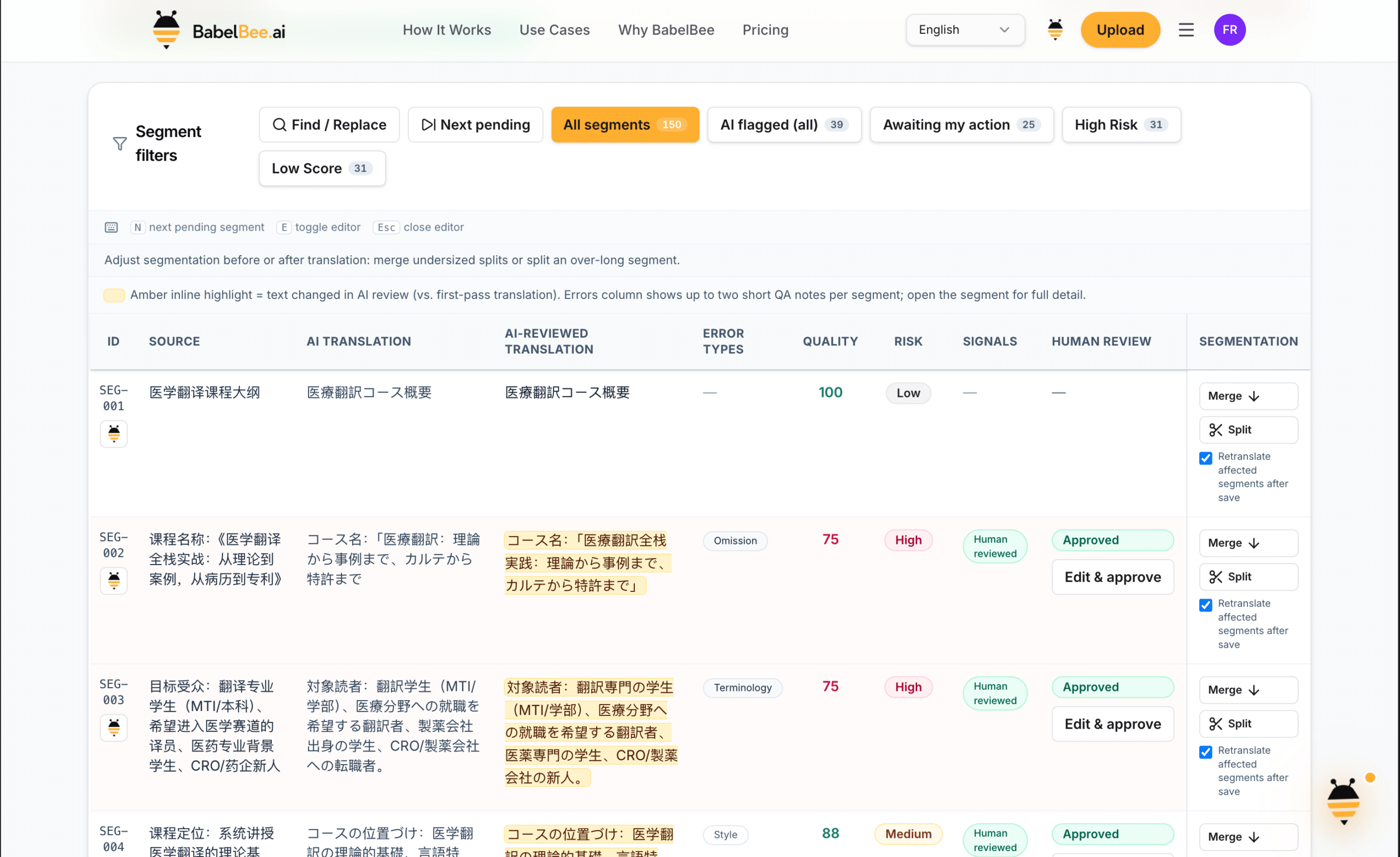 BabelBee translation workbench shown in MLT’s launch announcement