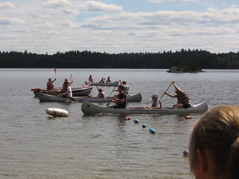 Members of the Harpole family take part in a canoe event at YMCA Camp du Nord.