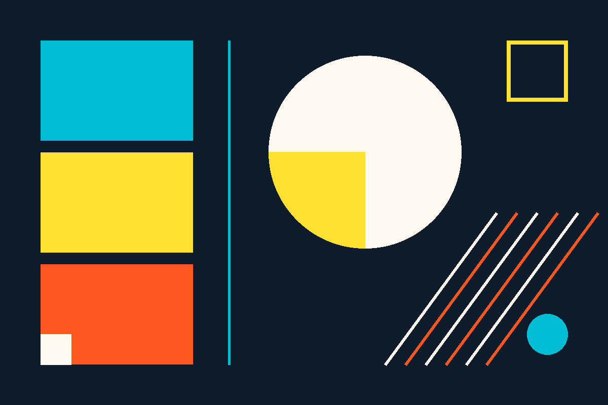 Swiss-style geometric composition representing MVK Capital's three-sector portfolio