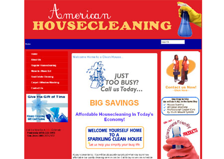Archived American Housecleaning website shown in the MXSweb portfolio