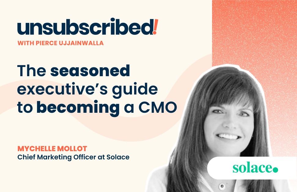 Podcast artwork featuring Mychelle Mollot for an episode about becoming a chief marketing officer