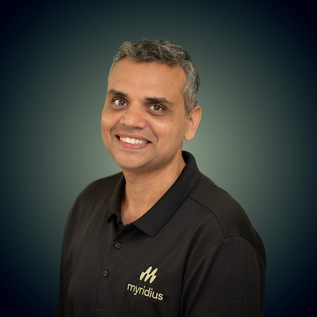 Aethereus co-founder Kunal Parikh wearing a Myridius polo shirt