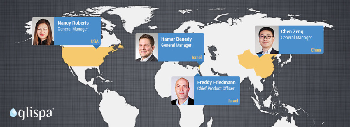 A 2015 Glispa map showing Nancy Roberts in the United States alongside new leaders in Israel, Europe and China