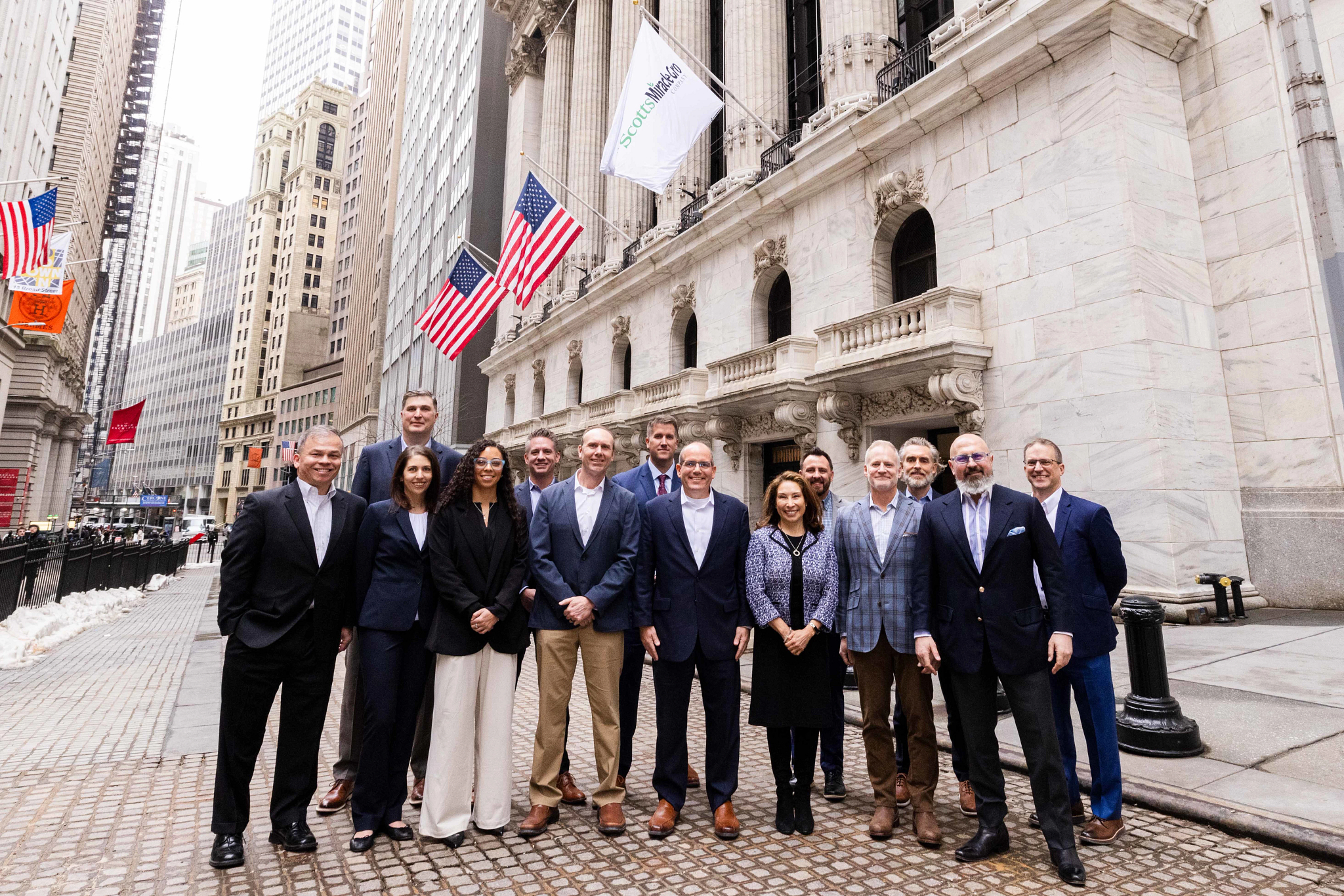ScottsMiracle-Gro executives gathered outside the New York Stock Exchange in February 2026