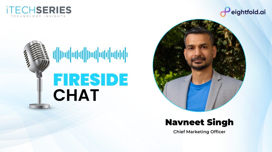 Navneet Singh pictured for an iTech Series fireside chat about AI, storytelling and go-to-market strategy