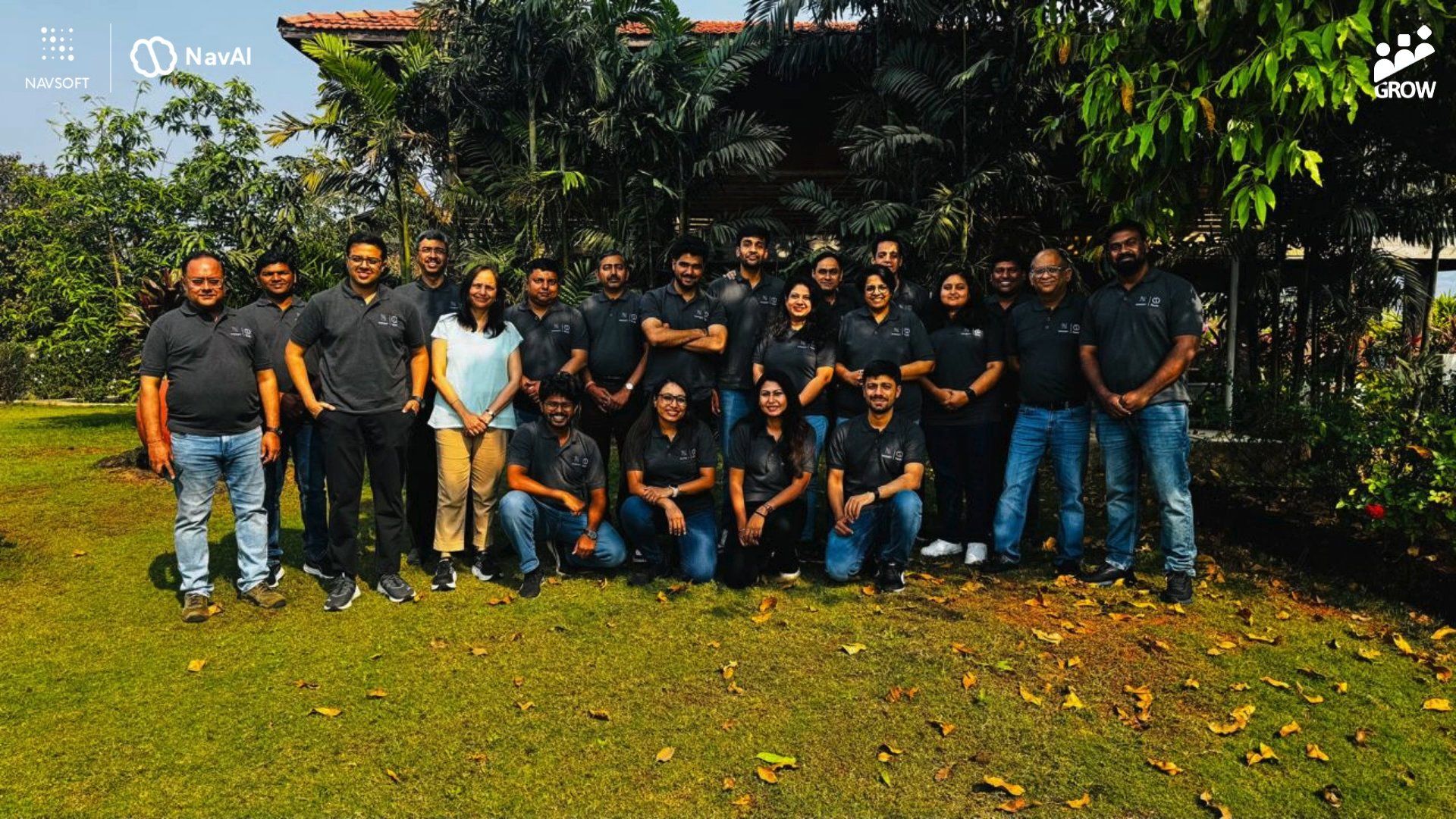 NavAI team members gathered outdoors at a company event