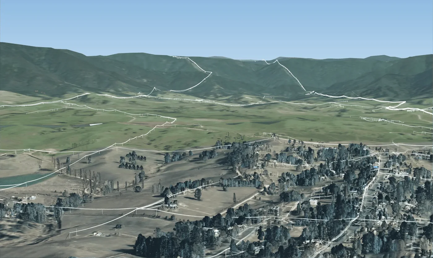 Neara physics-enabled digital twin of an electricity network showing grid capacity analysis
