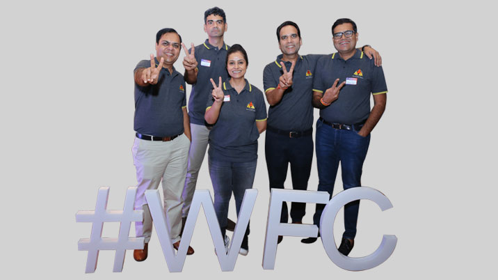 Five members of the We Founder Circle founding team posing together