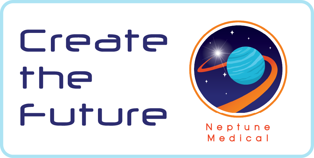 Neptune Medical logo - a ringed blue planet beside the words Neptune Medical and the phrase Create the Future