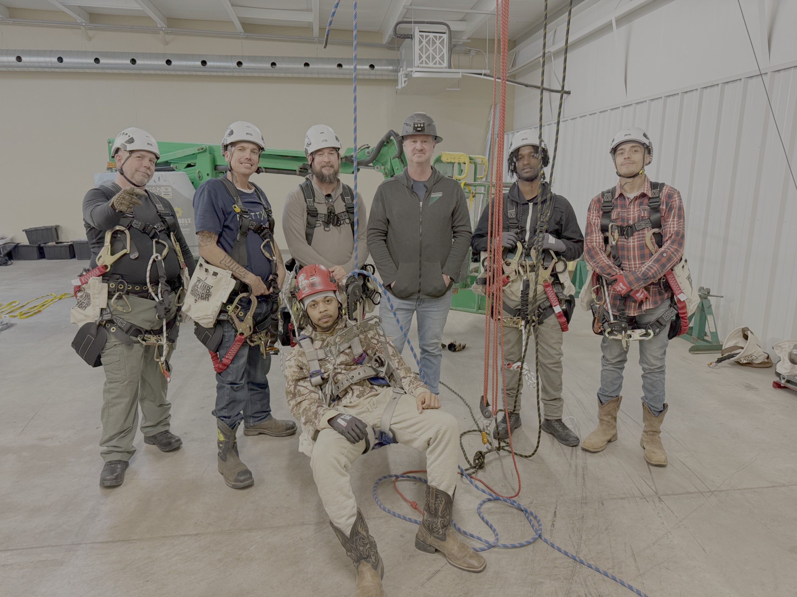 Nettxio tower crew members at training in an Oklahoma City warehouse