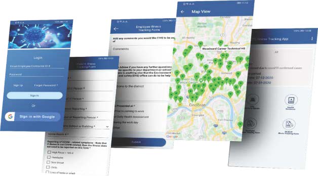 Neumeric’s ReCovid product image showing health reporting software on web and mobile screens
