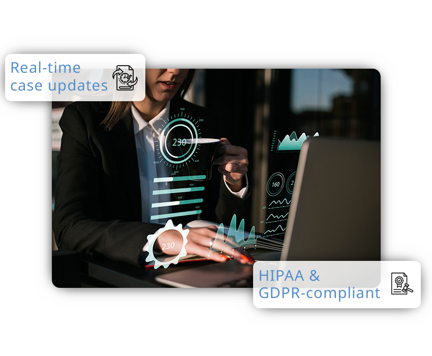 Neural IT promotional illustration for Entrust, highlighting case updates and data compliance