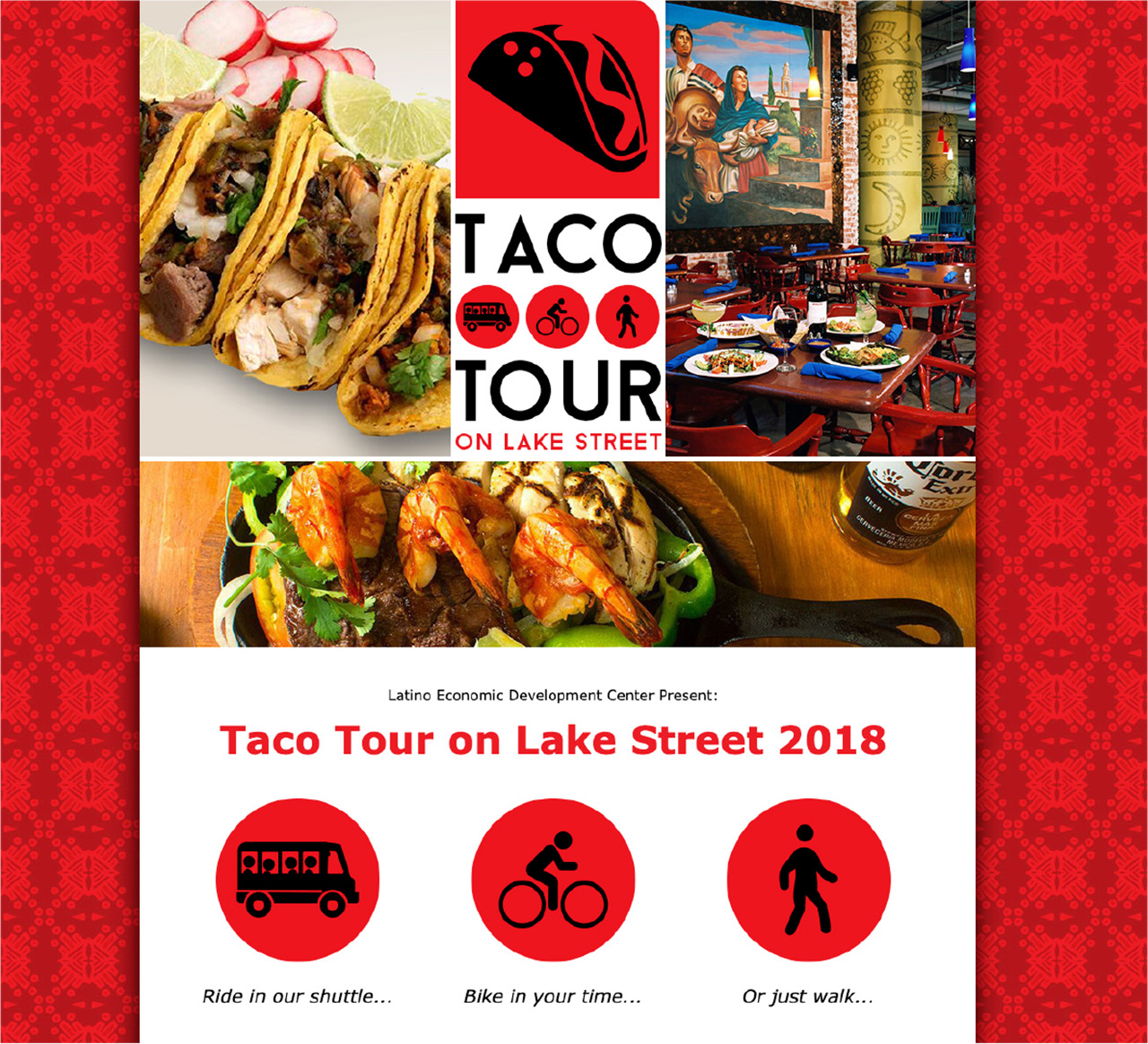 A colorful Taco Tour on Lake Street promotional scene