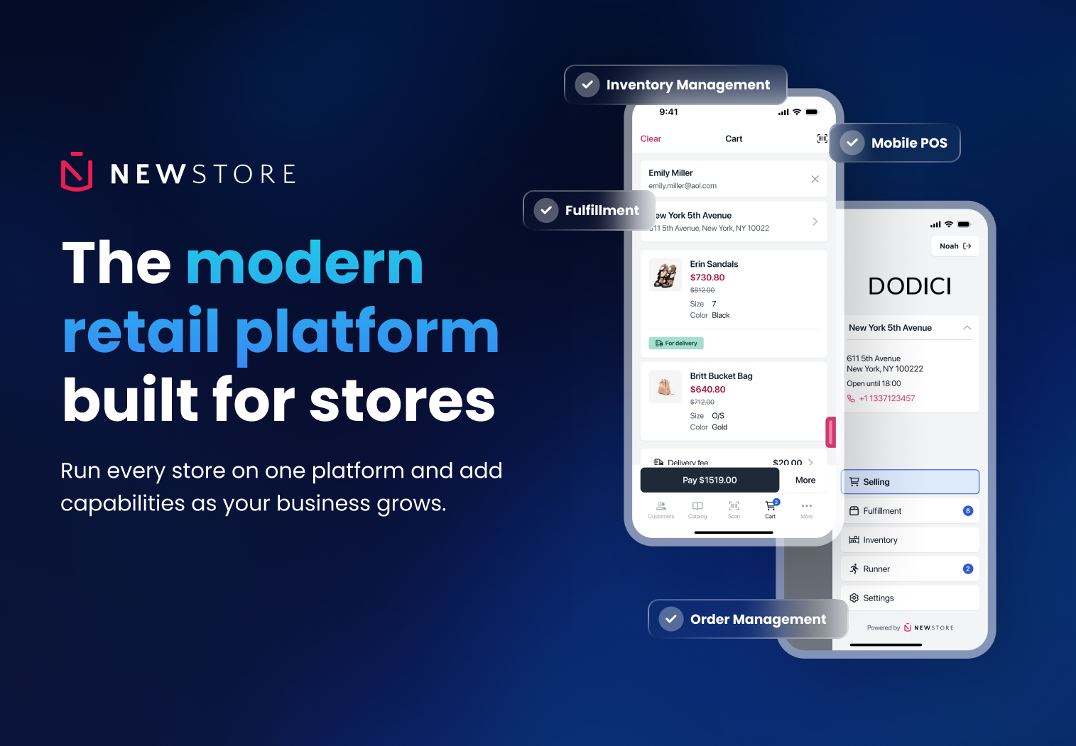 NewStore modern retail platform - mobile POS, order management and fulfillment on iPhone