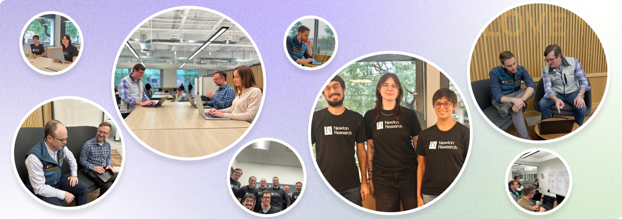Collage of Newton Research staff working together in an office