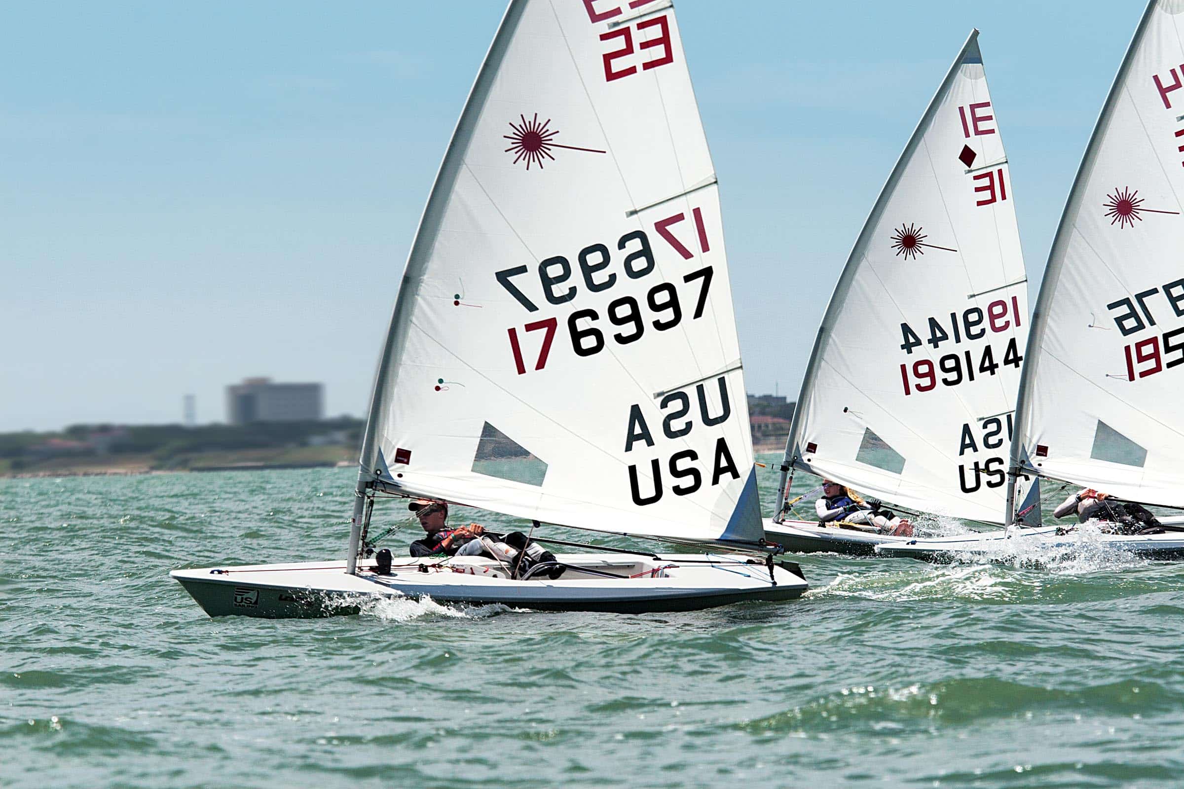Nic Baird racing a Laser dinghy, pictured in Sailing World’s 2014 Junior All-Stars feature