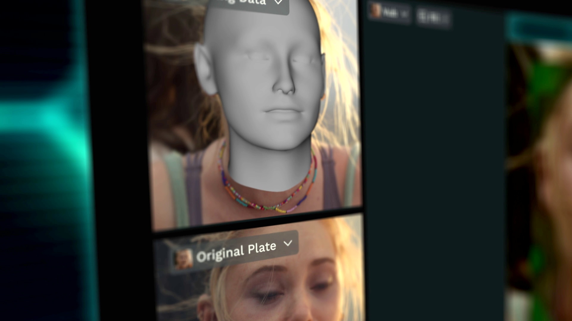 A Flawless demonstration showing a facial model above the original filmed performance