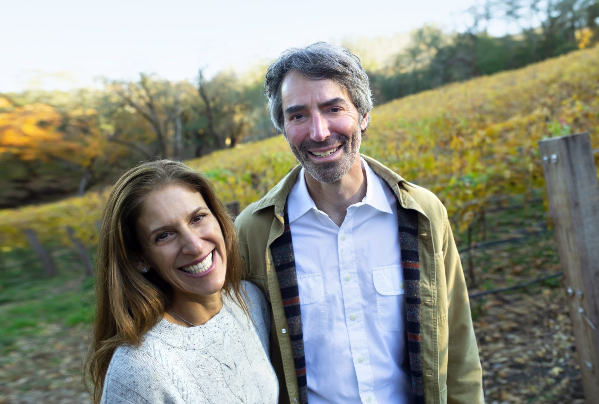 Caren and Nick Orum together among the vines at Arborum