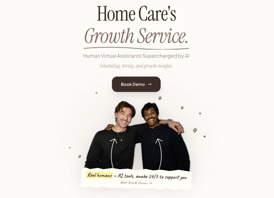 Nick Walker and Pranav Uppiliappan together in MochaCare's Y Combinator launch image