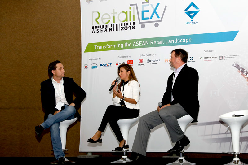Nicolas Faquet, seated at left, on a panel at RetailEX ASEAN 2018