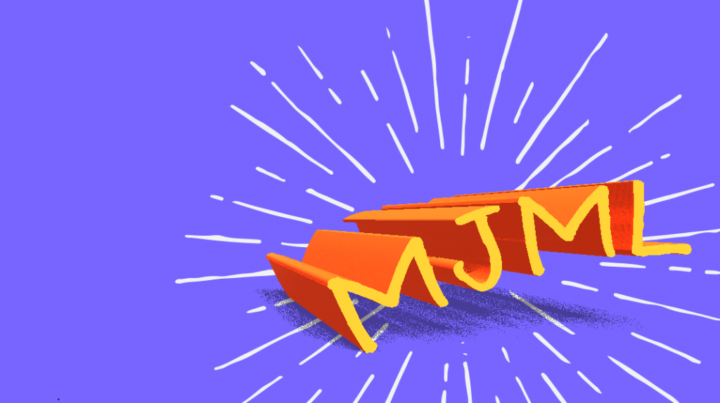 Colorful three-dimensional MJML letterforms