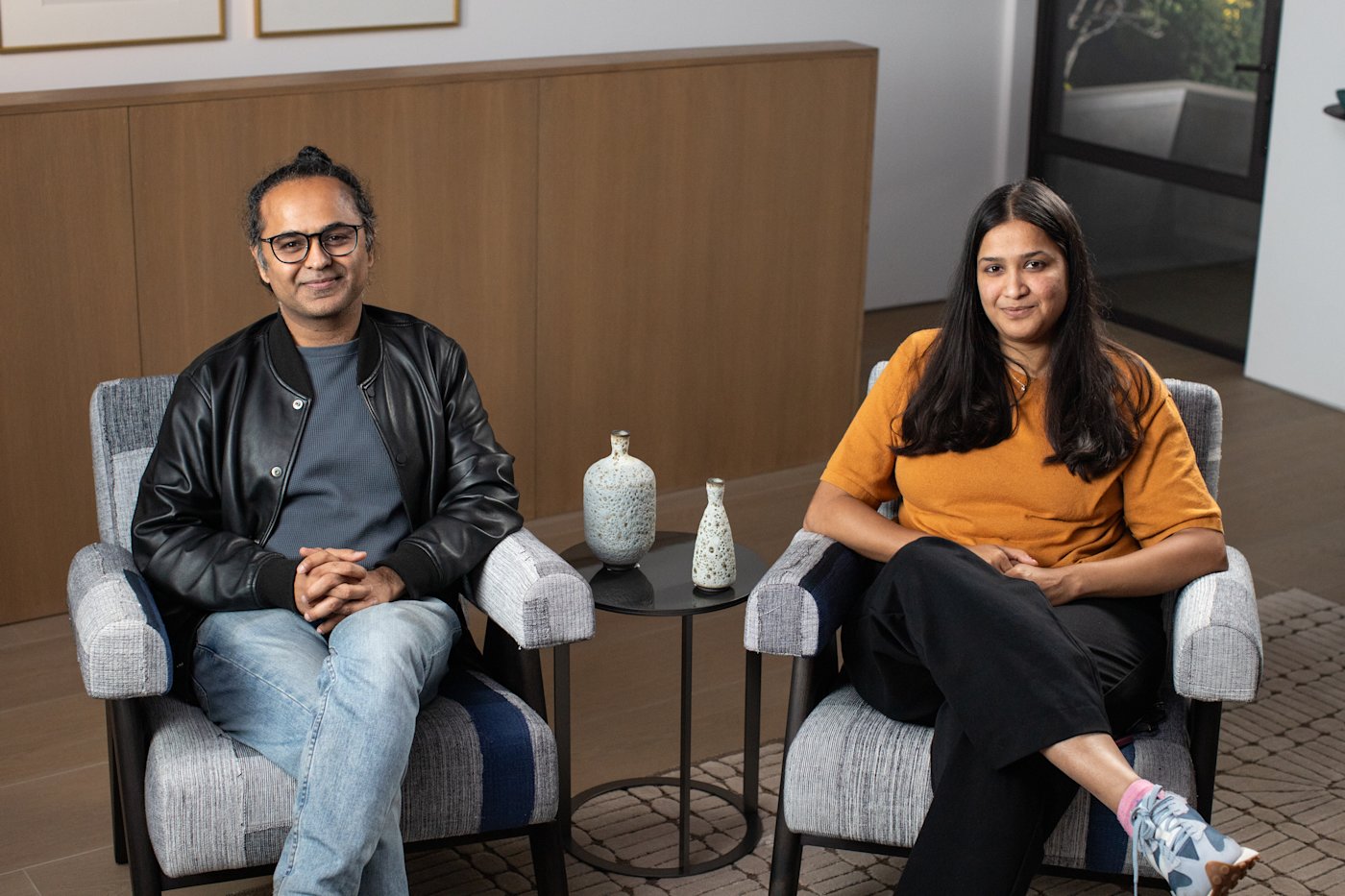 Essential AI co-founders Ashish Vaswani and Niki Parmar seated together