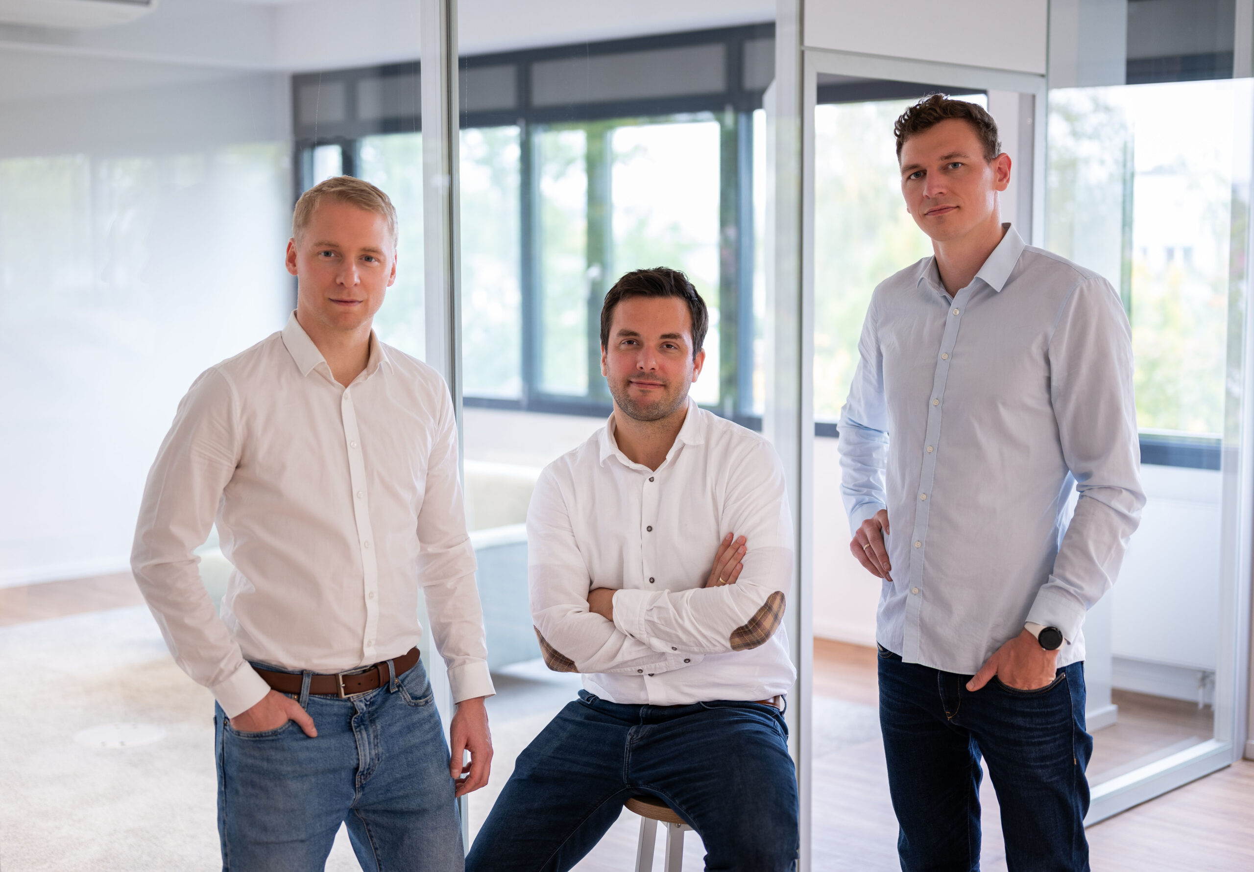etalytics co-founders Thomas Weber, Björn König and Niklas Panten in the company office
