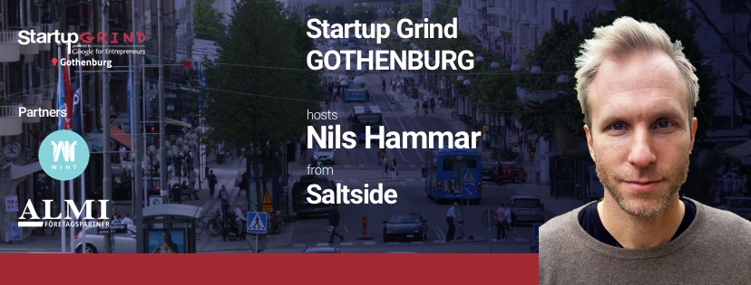 Startup Grind Gothenburg event artwork announcing a November 2017 conversation with Nils Hammar of Saltside