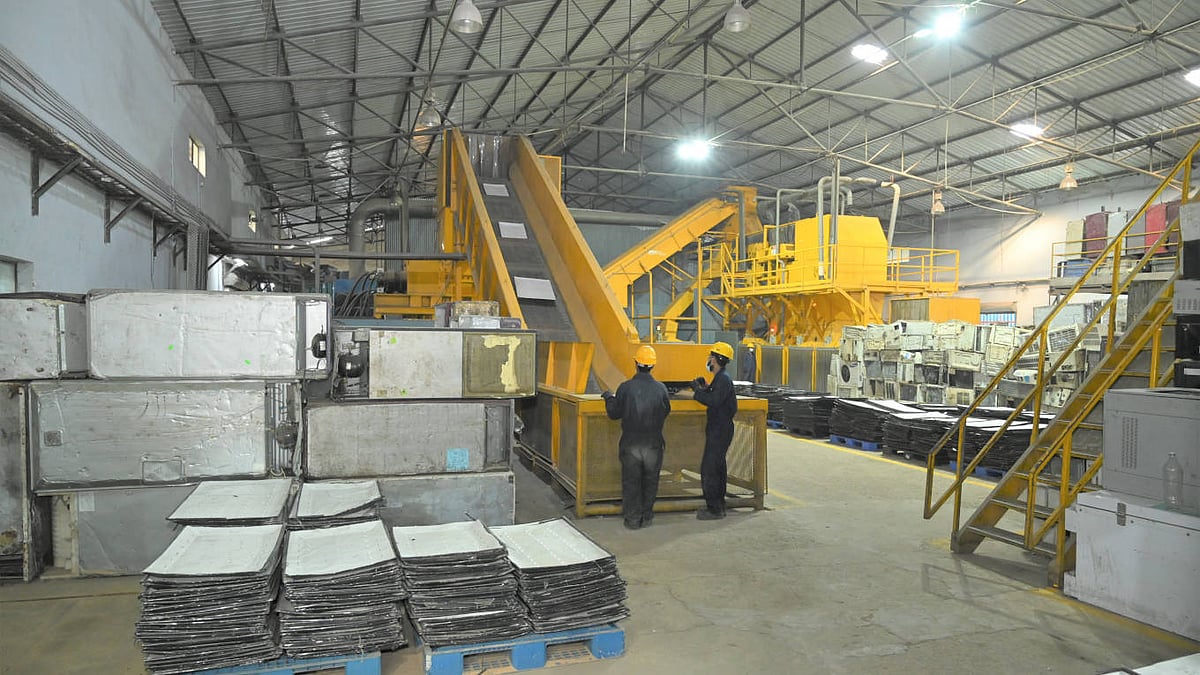 Shredding equipment operating at an Attero recycling facility
