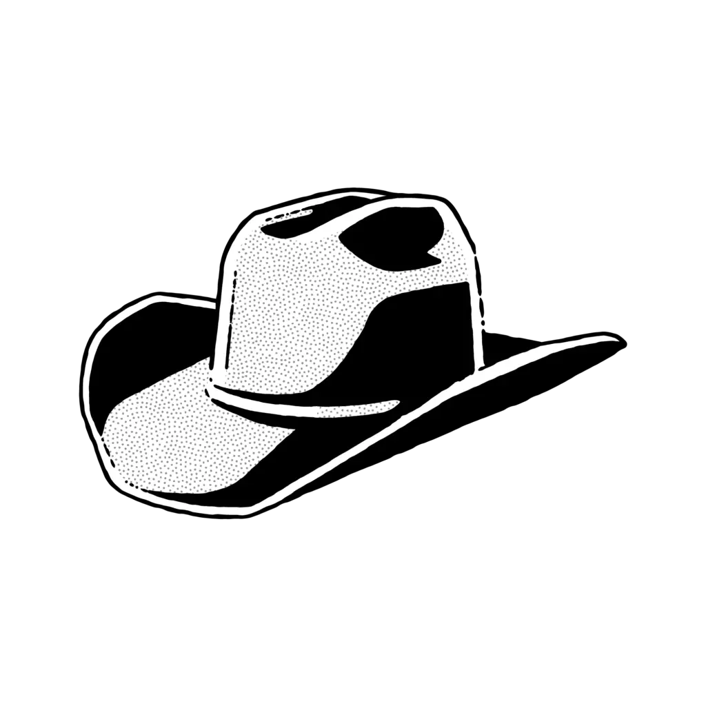 NJI's illustrated cowboy hat totem for co-founder Josh Shultz