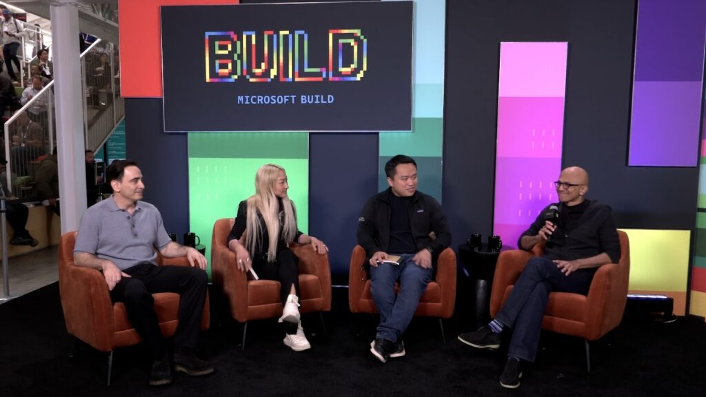 Elad Gil, Sarah Guo, swyx and Satya Nadella seated together at Microsoft Build 2026