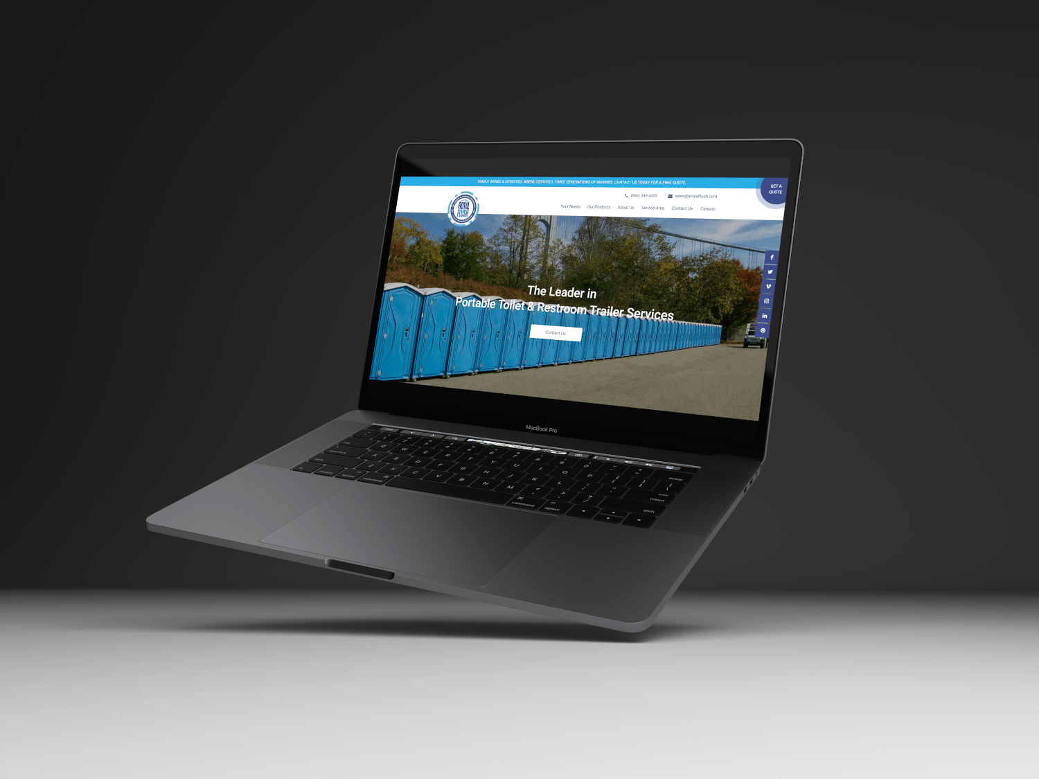 A Royal Flush website displayed on a laptop in a campaign mockup by Noble House Media Group