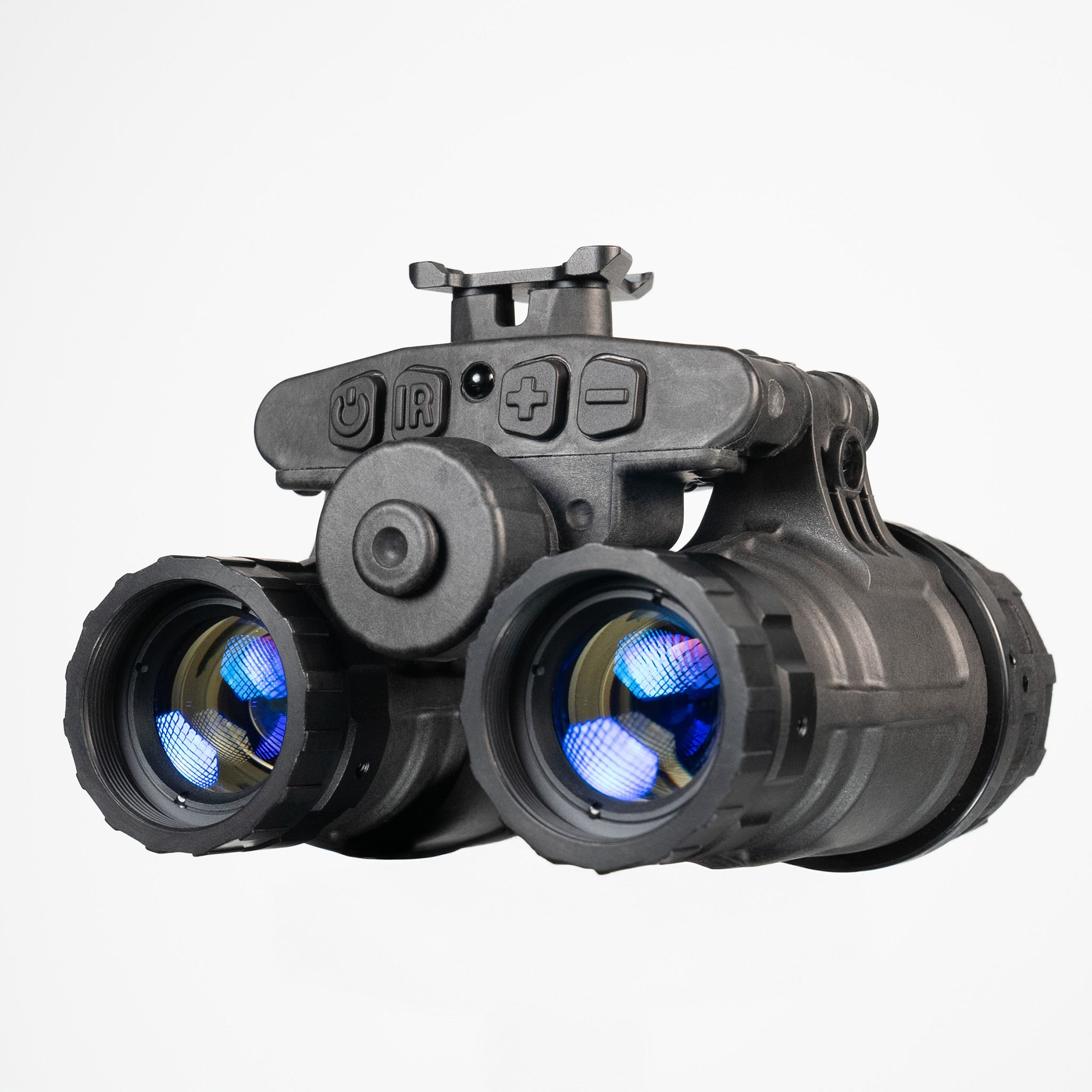 Nocturn Industries Manticore molded night vision binocular, front three-quarter view